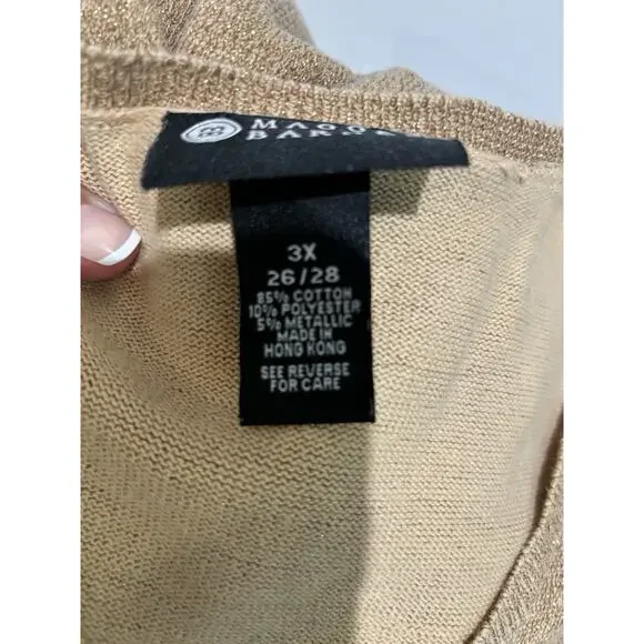 Maggie‎ Barnes Womens Sz 3x Metallic Gold Sweater Holiday Career V Neck Light - Picture 9 of 10